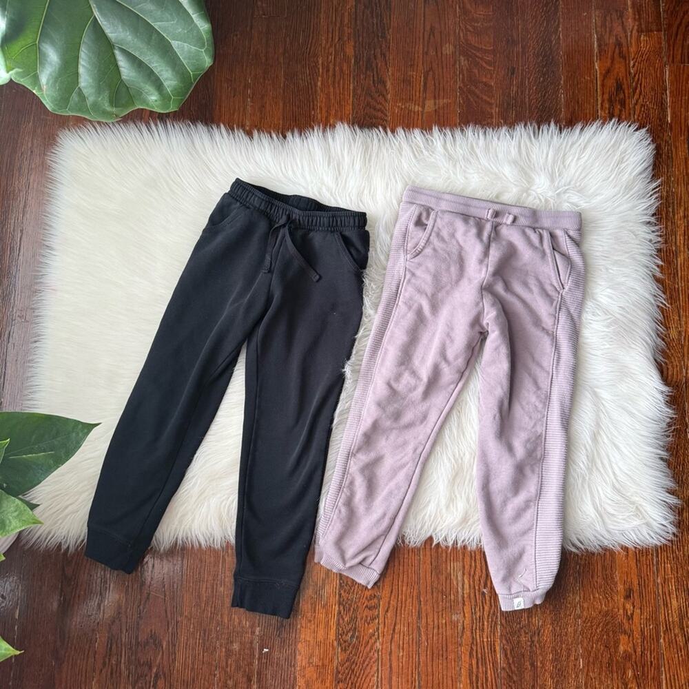Bundle of Girls Pull on Sweatpants Black & Purple